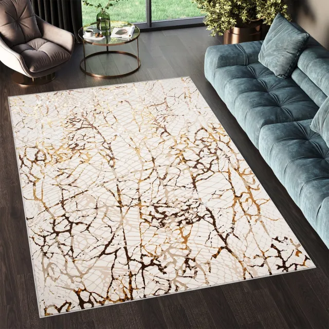 Tapiso Golden Vloerkleed Beige Modern Woonkamer Kleed Maat- 200x300 Beige Bruin 1