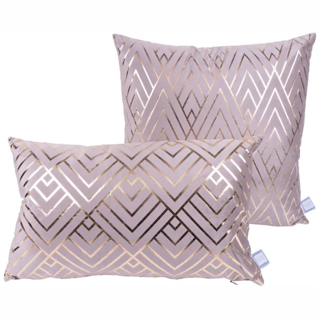 Padiro sierkussenset - 2-delige set - 30 x 50 cm - Taupe / Goudkleurig - Chevron- en zigzagpatroon - Polyester Grijs