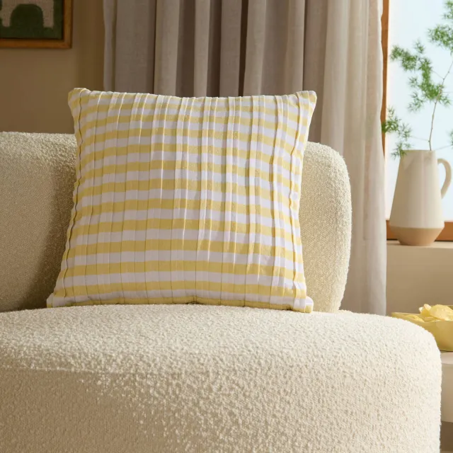 NOUS Living sierkussenhoes Rocky (45x45 cm) geel/off white