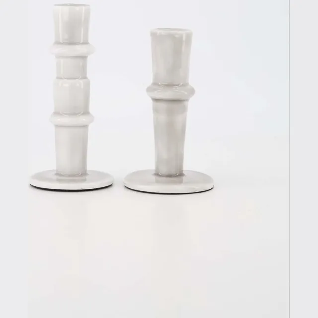 Zusss Cadeauset - Kandelaar S En M - Verjaardag - Cadeau - Aluminium - Zand - Ø14x7cm