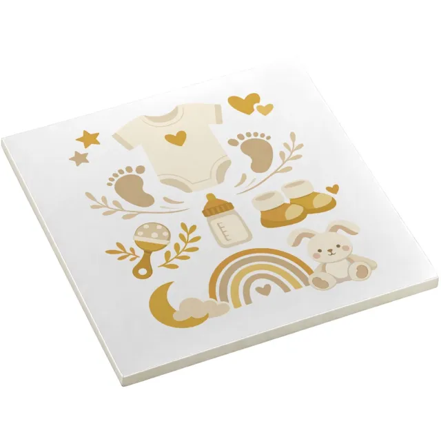 Mr Cadeautjes Decoratie tegel Een zachte aankondigingsprint voor een nieuwe familiefase me - 10,8 x 10,8 cm, keramiek - keuken, badkamer, woonkamer | cadeau Wit
