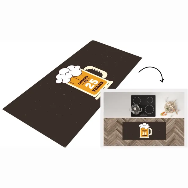 KitchenYeah Keukenloper - Loper keuken - Jubileum - Bier - 25 Jaar verjaardag - Keukenloper vinyl Multicolor