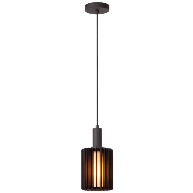 Lucide LAMBRES - Hanglamp - Ø 15 cm - 1xE27 - Zwart