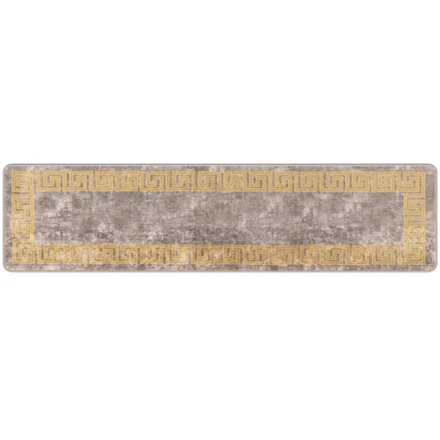 vidaXL Tapijt - Runner - MARSA - Grijs - en - Goud - 50 - x - 200 - cm - Polyester - en - PVC