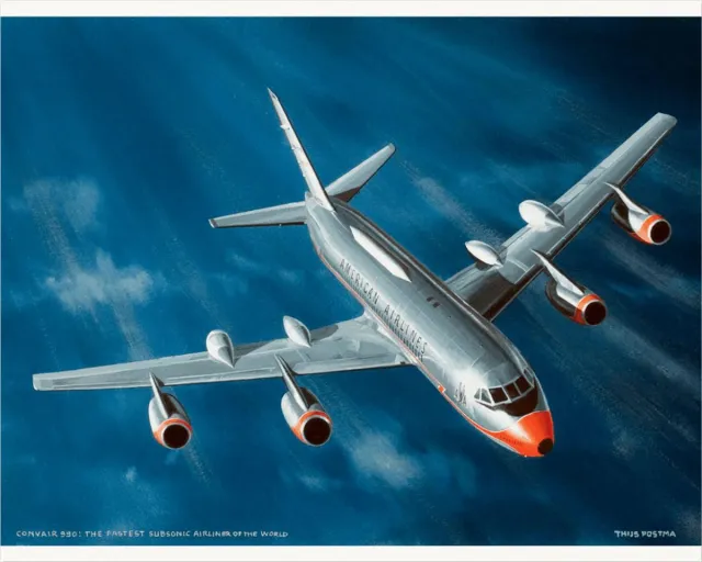 TP Aviation Art Thijs Postma - TP Aviation Art - Poster - Convair 990 Coronado - Snelste Airliner - 40x50cm Kleur