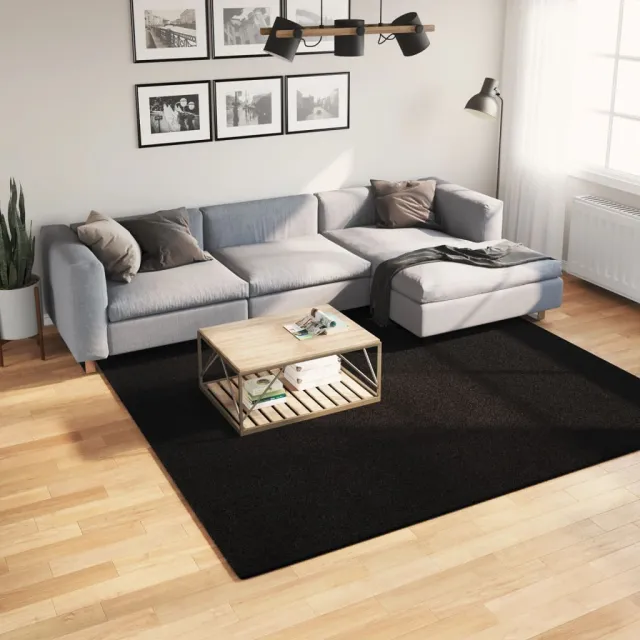 vidaXL Vloerkleed HUARTE laagpolig zacht wasbaar 240x240 cm zwart, foto 2