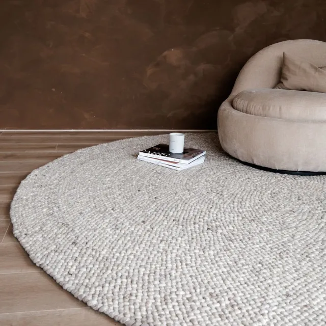 Eva Interior Rond Wollen Vloerkleed Palermo Beige/Taupe Eva Interior - Rond 240 Ø - (XL)