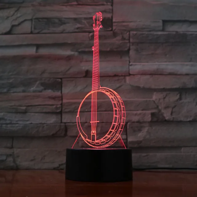 MC Living 3D Led Lamp Met Gravering - RGB 7 Kleuren - Banjo