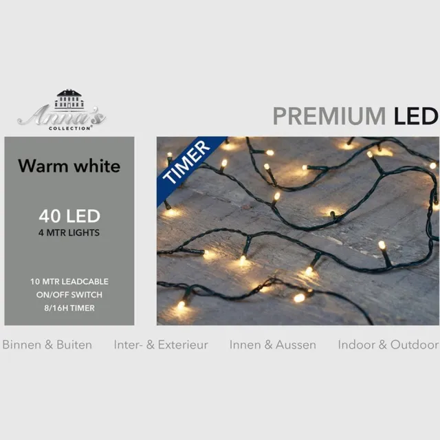 Anna's Collection kerstverlichting - 2x stuks - warm wit - met dimmer - 400 cm - voor buiten en binnen - Boomverlichting