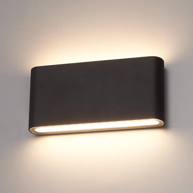 HOFTRONIC LED Wandlamp - Dallas M - Zwart - 12W - 3000K - IP54 - Voor binnen en buiten