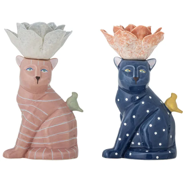 Bloomingville kandelaar Eri (set van 2) (9.5x9x17 cm) Meerkleurig