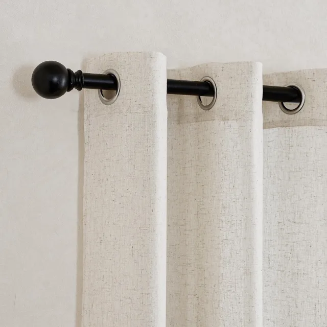 Unyqoos Stijlvolle Boho Linnen Gordijnen Set voor Woonkamer in Landhuisstijl, 240x140 cm, Half Transparant Beige