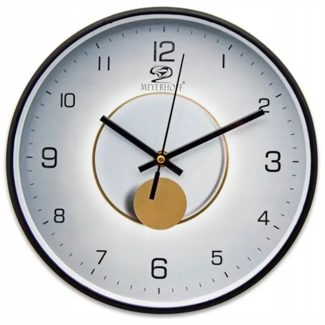 Tragar Wandklok 25 cm – Moderne Analoge Klok met Stil Uurwerk – Grote Cijfers – Zwart Grijs Goud