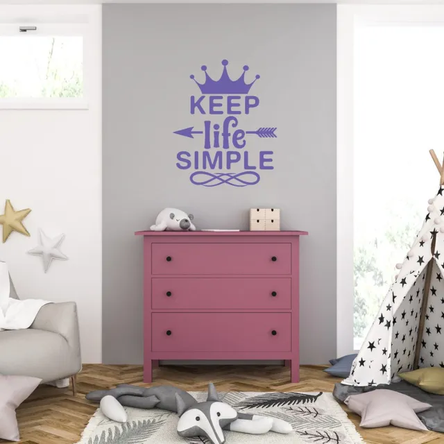 MC Living Muursticker - Keep Life Simple - 40,6 x 49 - Paars