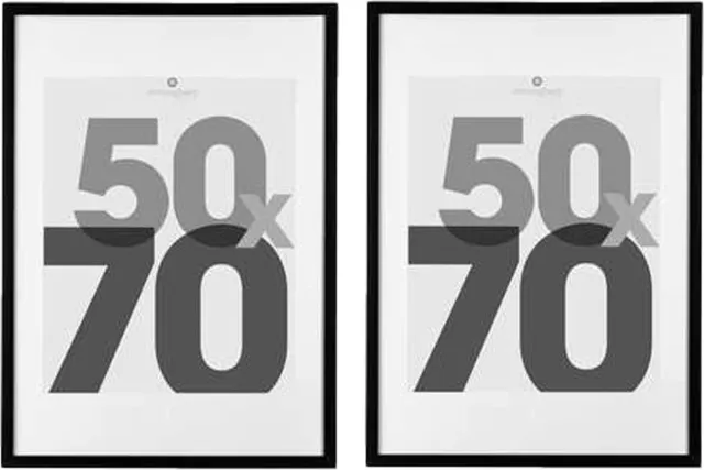 Atmosphera Fotolijstje Pentax - 2x - met passe partout - voor een foto van 50 x 70 cm - zwart - MDF/Glas - Klassieker