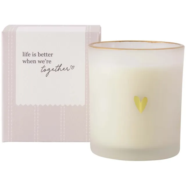 Zusss Geurkaars Glas In Doosje Life Is Better - Wit / Goud / Zand - Ø8x9cm