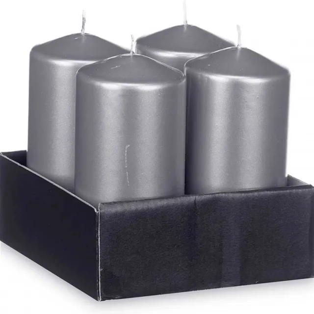 Acorde Zilverkleurige - stompkaarsen - 4 stuks - 7 x 15 cm - 60 branduren