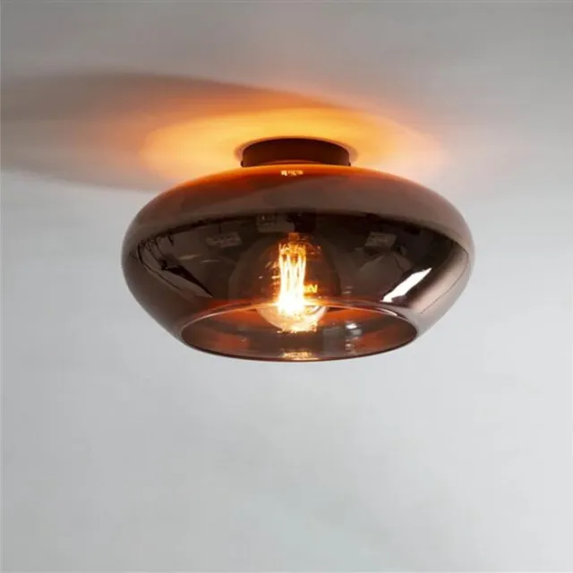 Meubelplaats Plafondlamp Elevora glas 1-lichts - Ø40 cm - koperkleurig glas