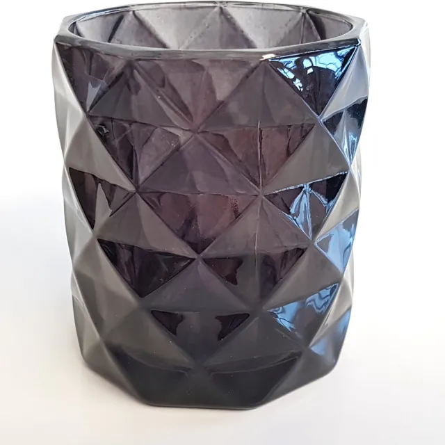 dekoratief Windlicht / theelichthouder / waxinelichtjeshouder geruit - Zwart / transparant - 8 x 8 x 9 cm hoog.
