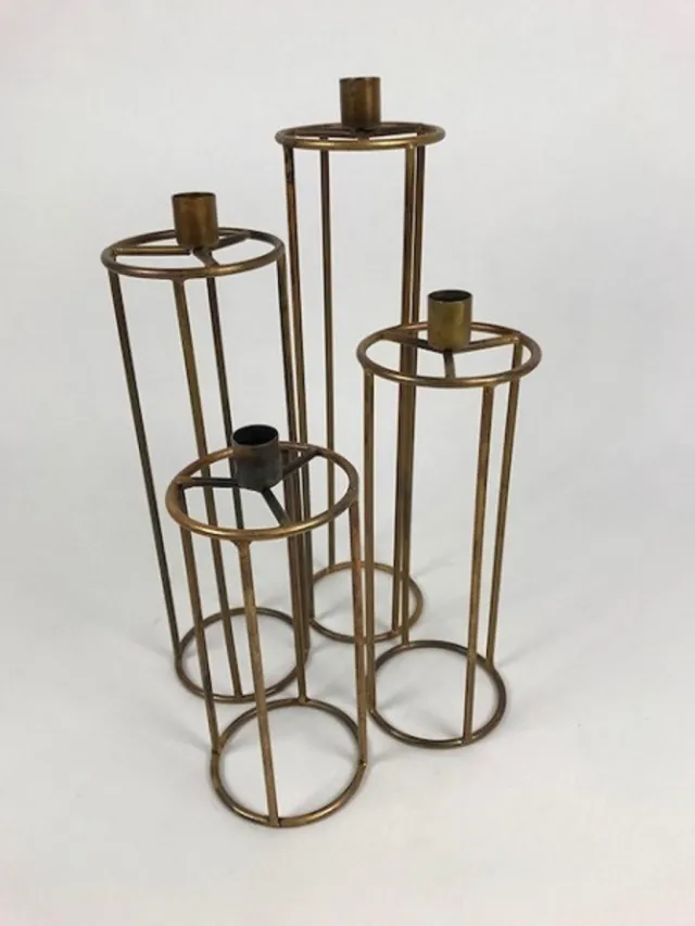 Joni's Wire Candle Holder 10x10x35 cm Blue Gold Zie foto
