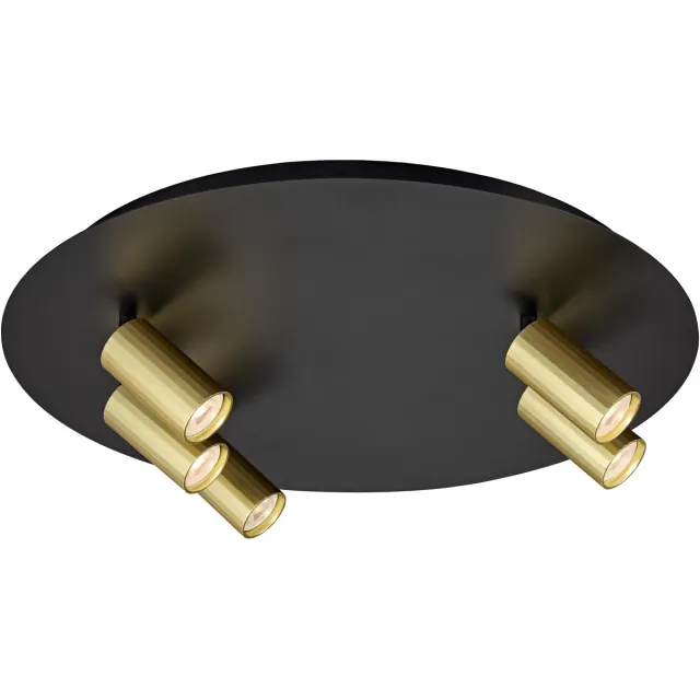 Fantasia Oryx ronde plafondlamp Ø450 mm, 5 lichtpunten (3+2) voor MR11, aluminium zwart-goud, dimbaar, lamp niet inbegrepen Zwart/goud