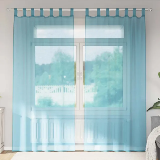 vidaXL Gordijnen voile met lussen 2 st 140x245 cm turkoois Turquoise