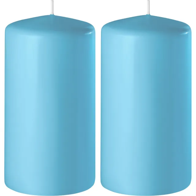 Enlightening Candles 2x Turquoise cilinderkaarsen/stompkaarsen 6 x 8 cm 27 branduren - Geurloze kaarsen turquoise - Woondecoraties