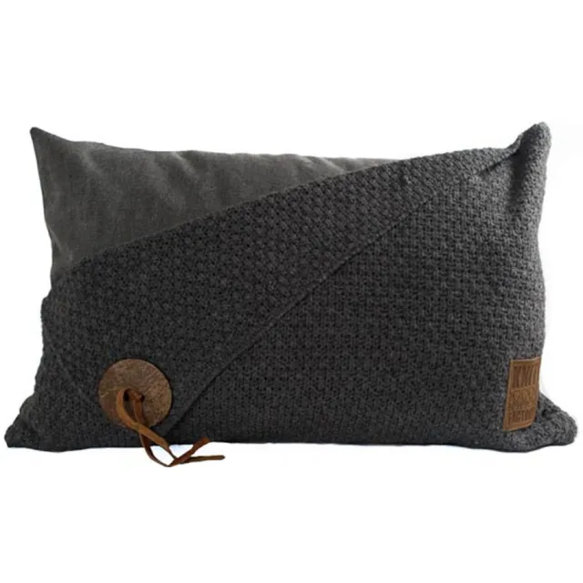 Knit Factory Barley kussen gerstekorrel 60x40 antraciet
