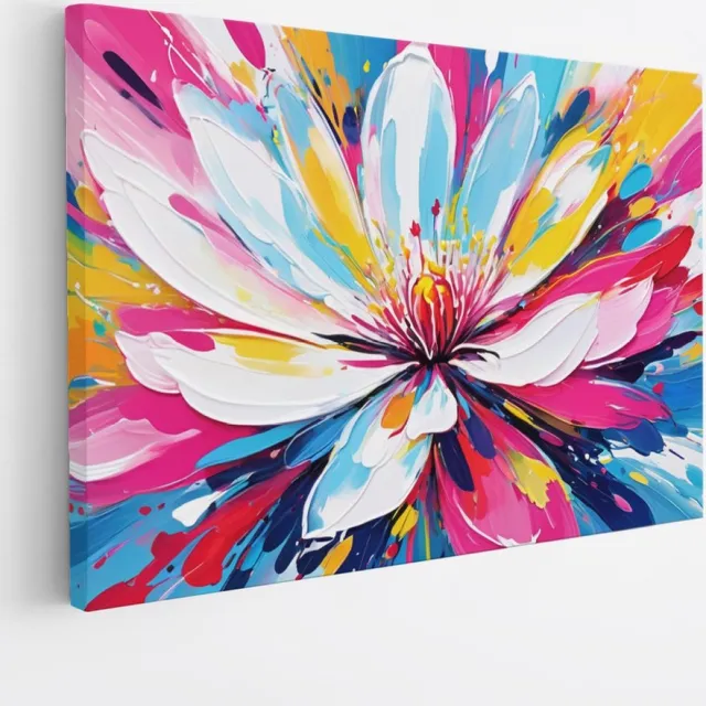 Saammp Canvas Schilderij - Explosie van kleuren - Bloemen - Abstract - 70x50 - Foto op canvas - Wanddecoratie - Muurdecoratie Woonkamer - Kantoor Decoratie Multicolor