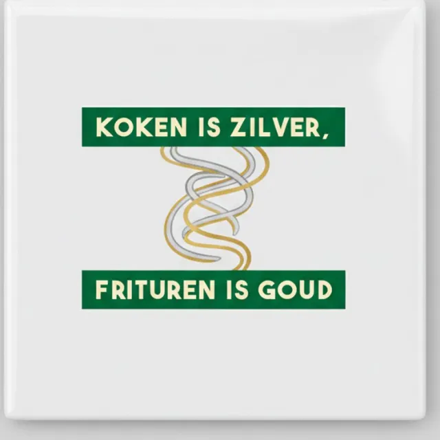 Nevolis “Koken Is Zilver, Frituren Is Goud” Tegel – Grappige 15×15 cm Keramische Keuken & Fritu humor Wanddecoratie Cadeau Multi Color