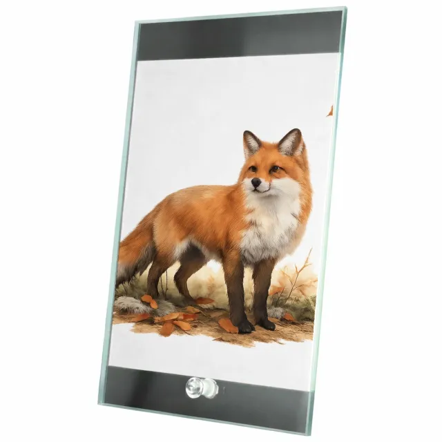 Mr Cadeautjes Glasframe 15 x 23 - design Sfeervolle bosavond met een enkele sterke hoofdfiguur en war | cadeau Wit