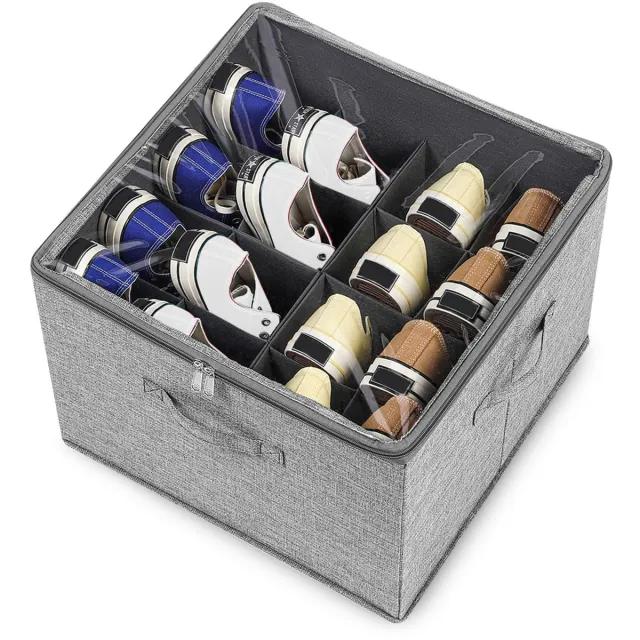 carmdering Schoenen organizer - opbergbox voor 16 paar schoenen - transparant en opvouwbaar - ruimtebesparend voor kast en vloer