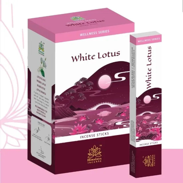 Phoenix Himalaya White Lotus Premium Agarbatti 12 x 15g – Handgerolde Witte Lotus Wierookstokjes uit India | Spiritueel & Rustgevend | Voor Yoga, Meditatie, Gebed, Pooja & Aromatherapie Met Kajal Sticker Meerkleurig