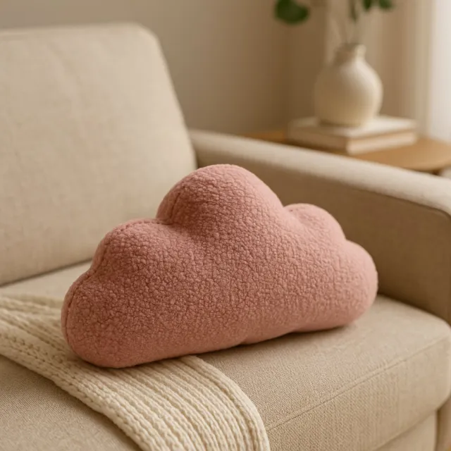 Soosie Sierkussen Wolk – Kussentje - Teddy Bouclé – 37×58 cm – Zacht Roze