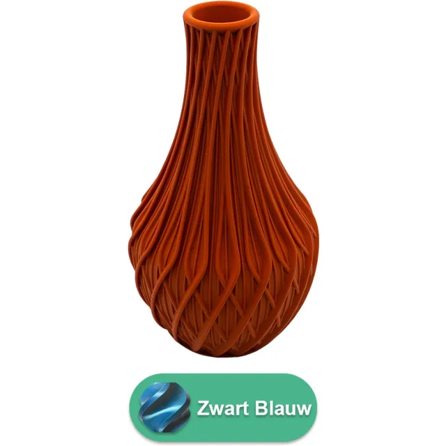Lovora Miroa design vaas – Decoratieve vaas - Zwart / Blauw - 3d geprinte vaas – geschikt voor droogbloemen - 30CM
