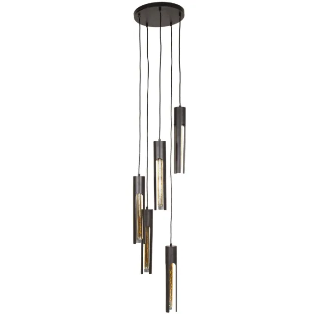 Nest of Nora Hanglamp Evian - 5-lichts buisvormig - E27 fittingen - Zwart Donkergrijs