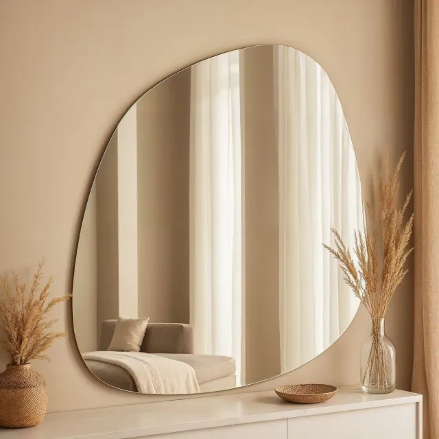 VIDI Riflesso di Lusso - Passpiegel Hangend – Minimalistische Design Wandspiegel – Make Up Spiegel – Moderne Spiegel Organisch - hollywood spiegel– 80 X 72 CM transparant