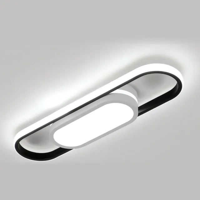 Riserva LED Plafondlamp modern minimalistisch ovaal zwart‑wit 30W driekleuren dimbaar 3000/4500/6500K voor woonkamer slaapkamer keuken