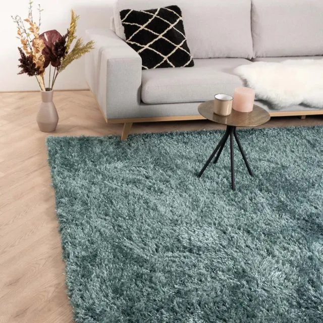 Tapeso Hoogpolig vloerkleed velours Posh - turquoise 80x150