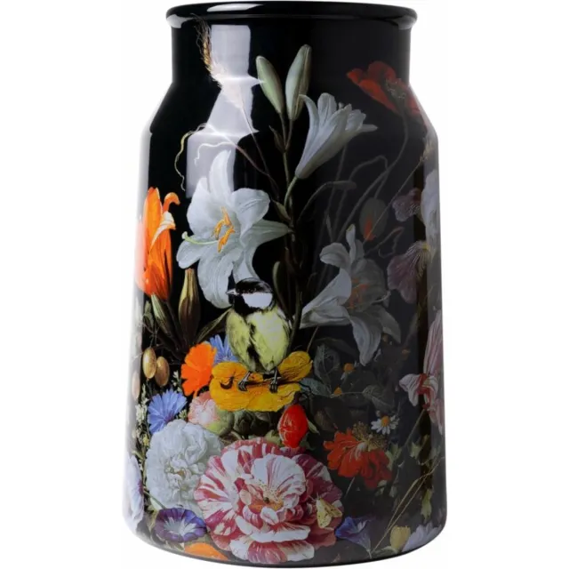 Heinen Delfts Blauw Melkbusvaas Stilleven - Zwart - Keramiek - 30 cm Multicolor