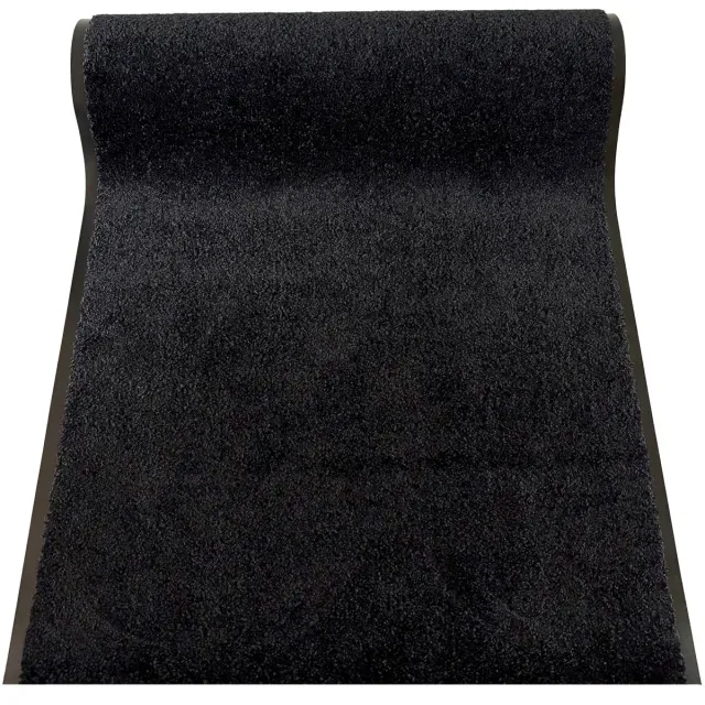 JYG Deurmat tapijtloper binnen - 120x350cm - CLEANWASH ZWART - Belgische Droogloopmat in Extra Grote Maten – Superabsorberend Polyamide, 2 lange zijden afwerking, Antislip Vinyl Rug, 3 Kleuren, Diverse Lengtes en Breedtes