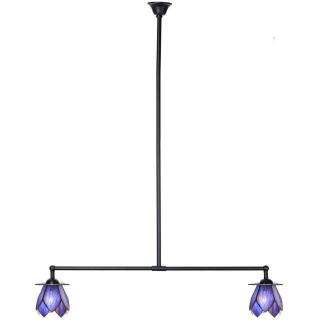 Coloured by Art Tiffany T-lamp 2 lichts ''Blue Lotus'' - Art Deco Trade Zwart