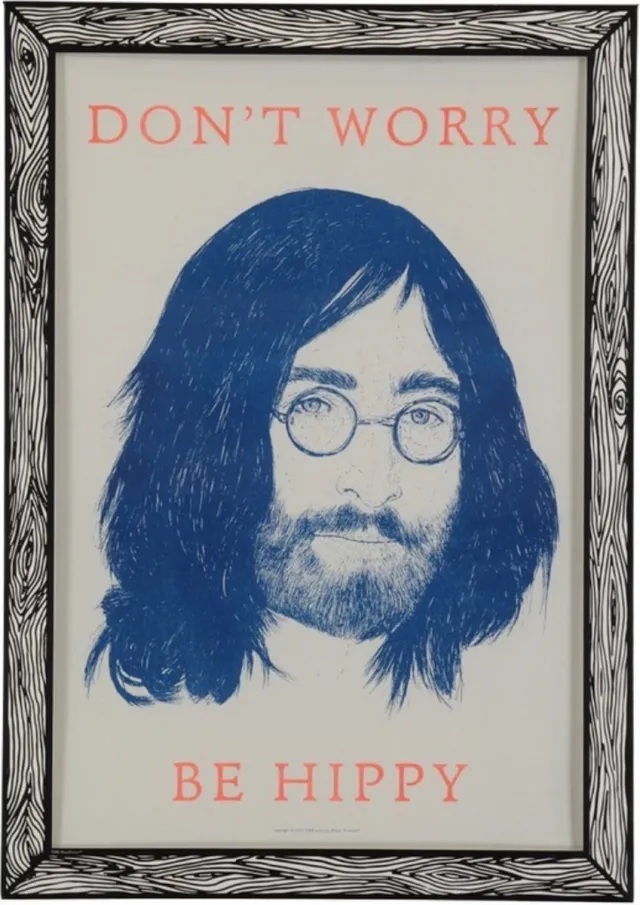 Goodnight Light The A3 Print “Dont Worry Be Hippy ” by Marke Newton Riso print A3 in envelope printed with plastic window ready to hang on