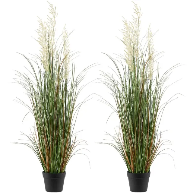 Vevor Kunstgras Plant, 2-Pack 1194 mm Rietgras In Pot, PVC Kunstgroen, Grasstruik, Struikplant voor Binnen & Buiten, Huis, Tuin, Kantoor, Kamerdecoratie, Housewarming Party, Groen