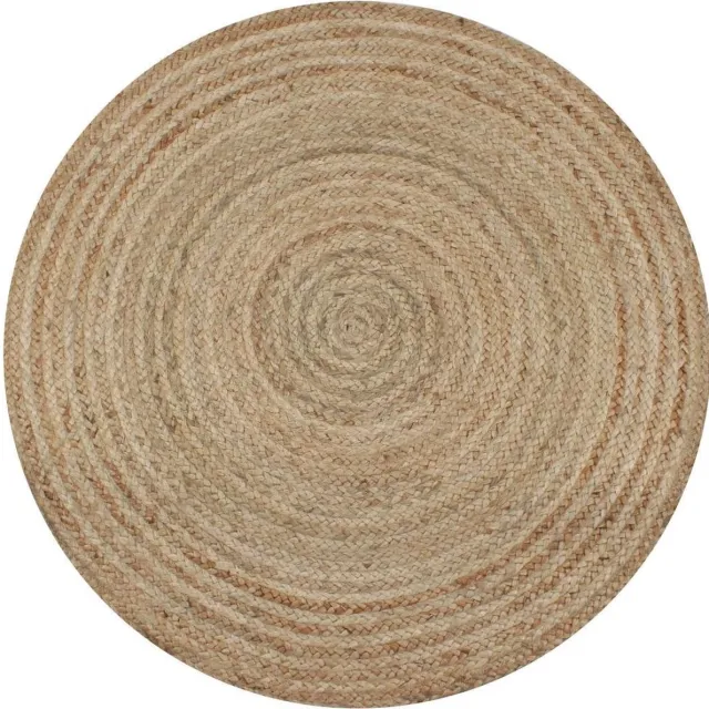 vidaXL Tapijt - rond - 120 - cm - gevlochten - jute naturel