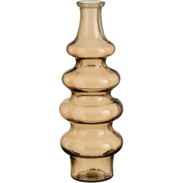 Mica Decorations Bloemenvaas Sira - transparant glas - bruin - D14,5 x H40 cm - vaas - sierlijk model