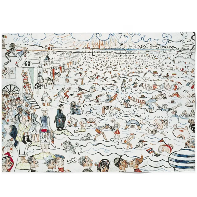 Lanzfeld (museumwebshop.com) Lanzfeld Ensor - Poster Schilderij 50x70 cm - De Baden van Oostende - James Ensor - Koker James Ensor - De Baden van Oostende