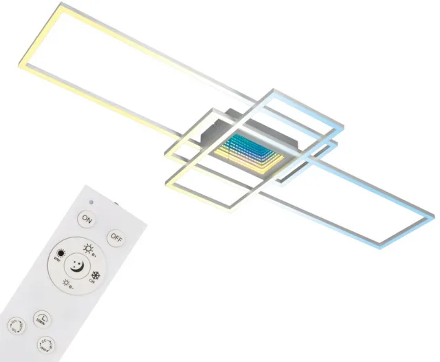 B.K.Licht Briloner Misy - LED plafondlamp - 3804019 - Dimbaar - Tunnel effect - Infinity Mirror - Afstandsbediening - Geheugenfunctie - 110,8 x 42 x 5,9 cm - Kleur aluminium aluminiumkleuren