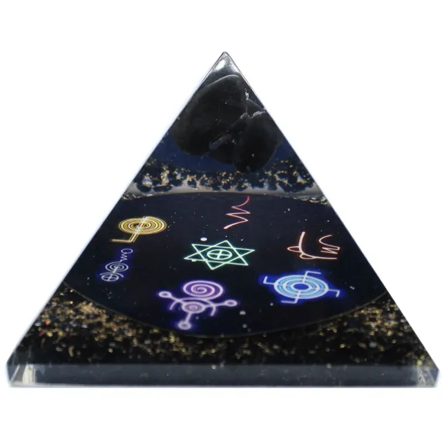 Ancient Wisdom Orgonite Piramide - Middernacht Reiki - 90mm Goud