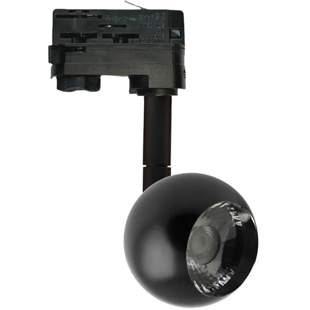 BES LED LED Railverlichting - Track Spot - Facto Feny - 10W - 3 Fase - Rond - Warm Wit 3000K - Mat Zwart - Aluminium